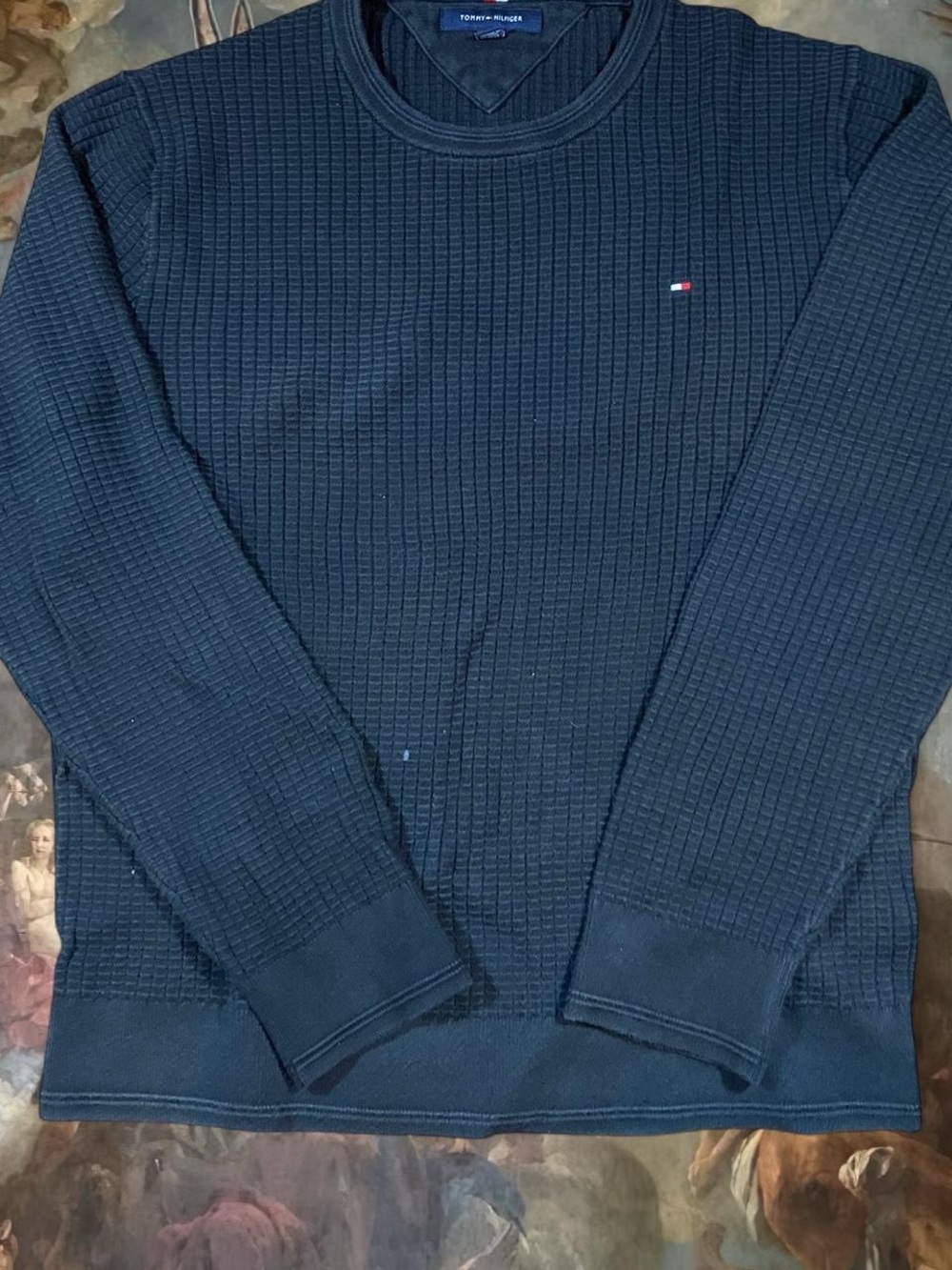 Tommy Hilfiger Men's Navy Textured Crewneck Sweater